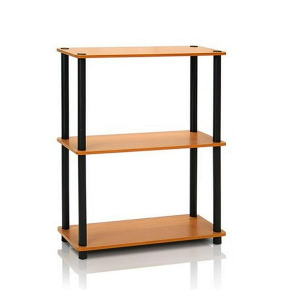 Furinno 10024LC/BK Turn-N-Tube 3-Tier Compact Multipurpose Shelf Display Rack, Light Cherry