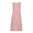 thumbnail image 5 of Robe Femme Col Rond Robe à Bretelles Fille Sans Manches Robe de Plage Femme Vêtements de Plage, Rose, 5TG, 5 of 5