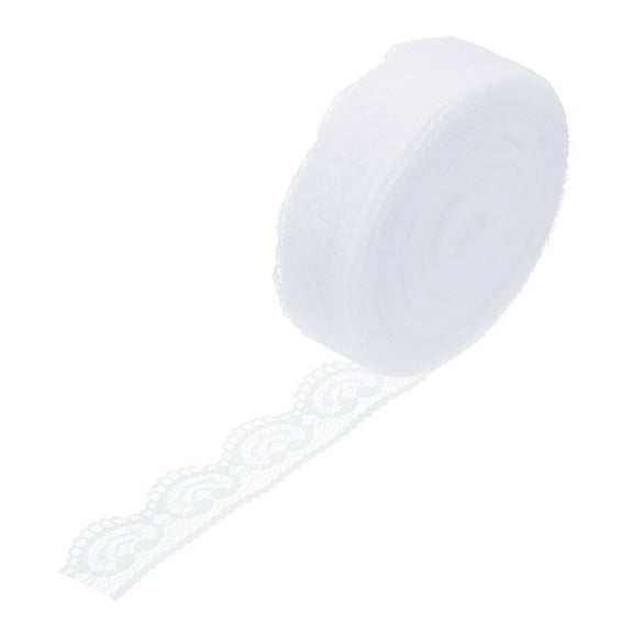 Uxcell 1" x 29 Yard Yard White Lace Ribbon Trim Polyester Fabric Vintage Lace Trim, Bleach 1 Pcs