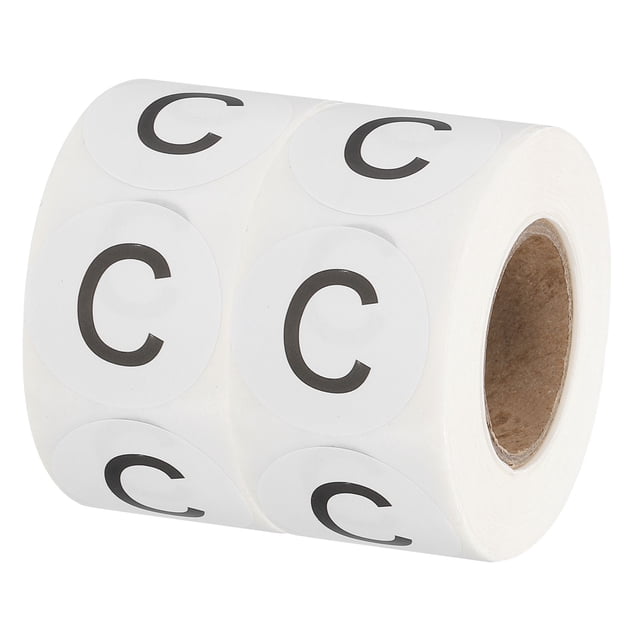 Etiquetas de inventario de letra C de Uxcell, pegatinas de letras mayúsculas de 1 pulgada, etiquetas redondas autoadhesivas (2 rollos / total de 1000 piezas)