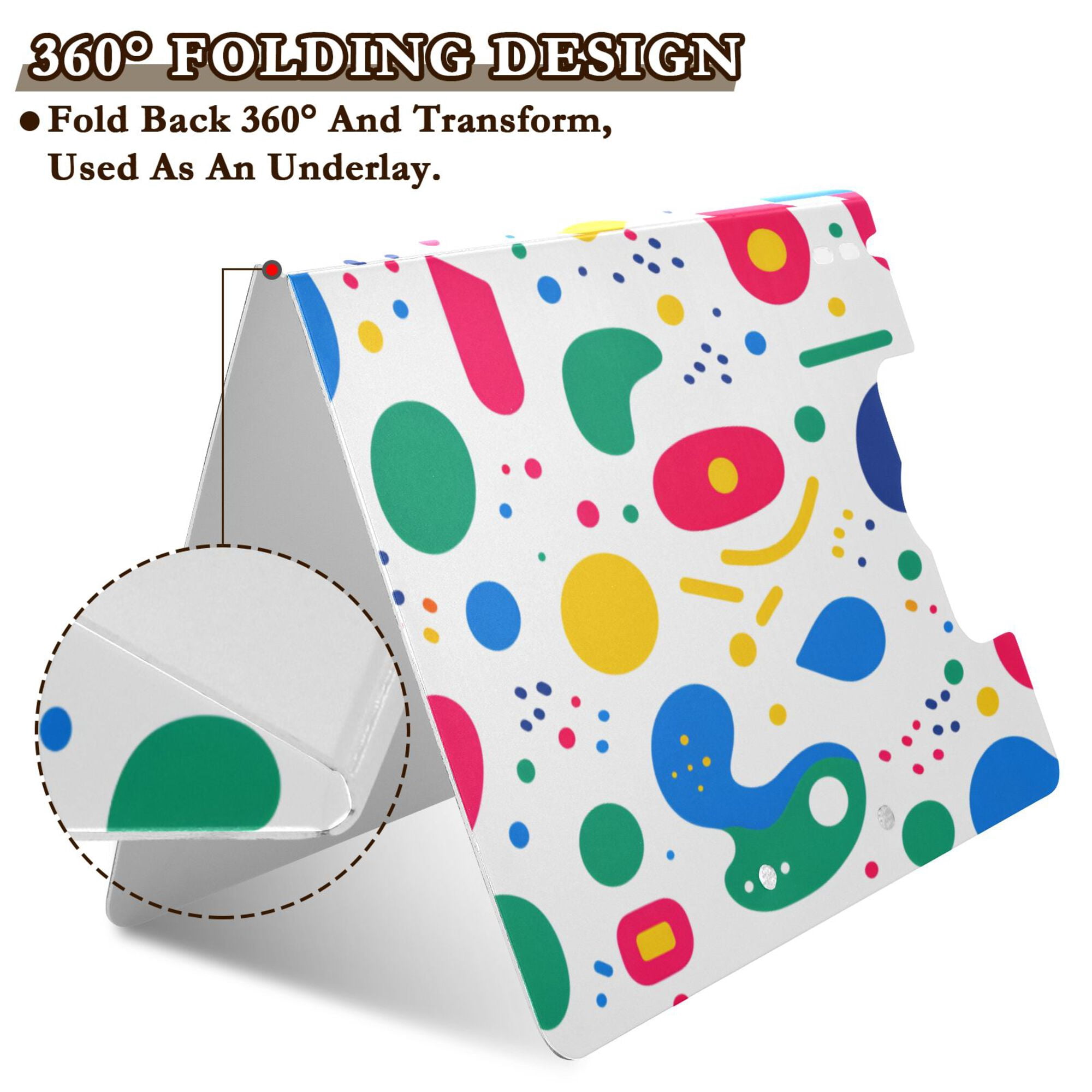 FORMRS A4 Clipboard Folder with Pen Holder Horizontal Foldable School Office Binder, Colorful Round