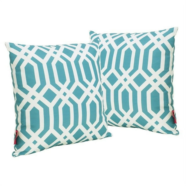 Noble House Manduka Arabesque Coussin Carré en Turquoise Foncé (Lot de 2)