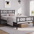 thumbnail image 1 of Fullfurnique Minimalist Metal Platform Bed with Arrow Design Headboard for Adults, Twin, Black, 1 of 8