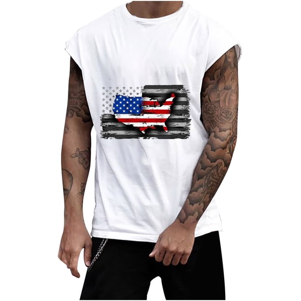 Hombres Moda Casual Impresión Suéter sin Mangas Cuello Redondo Tanque Deportivo