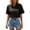 1-Black, variant on Women's Floral Lace Cropped Blouses Summer Beach Vacation Hollow out Crop Tops V-Neck Short Sleeve Button down Collared Loose Elegant Casual Holiday Party T Shirts 1-Black L