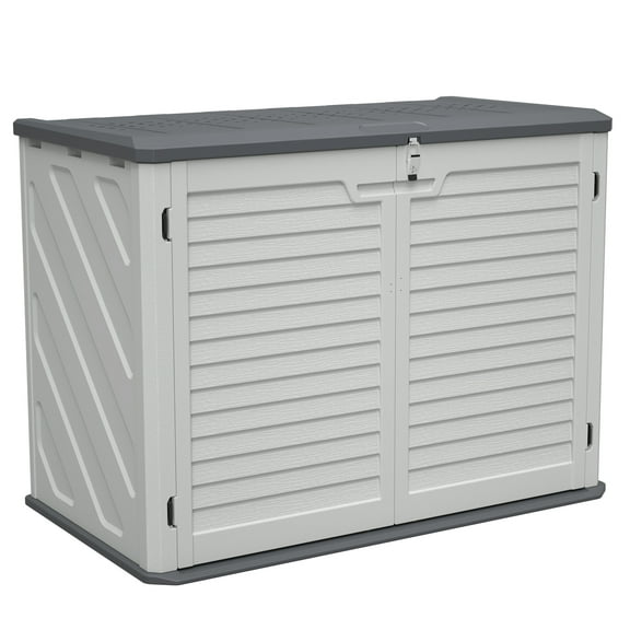 LZBEITEM 25 Cu ft Outdoor Horizontal Storage Sheds, Weather Resistant Resin Tool Shed, Multi-Opening Door, Storage of  Trash Cans, Garden Tools, Waterproof, Lockable, 52.3"L x 29.7"W x 38.9"H