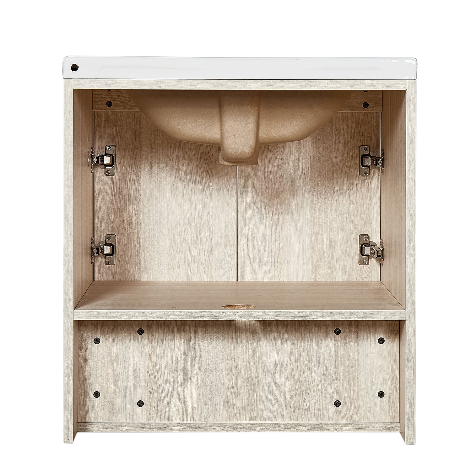 Wall Mount Vanity Cabinet Open Storage White Oak L 24 in x H 24.8 in x D 19.7 in