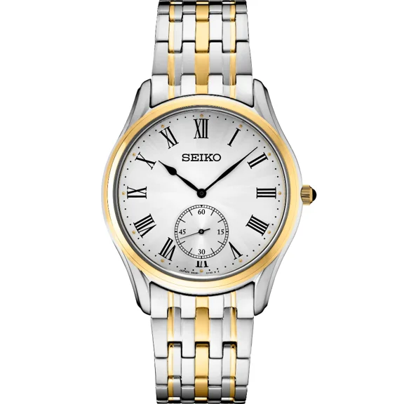Seiko Essentials Men's Two-Tone Silver Dial Stainless Quartz Watch SRK048