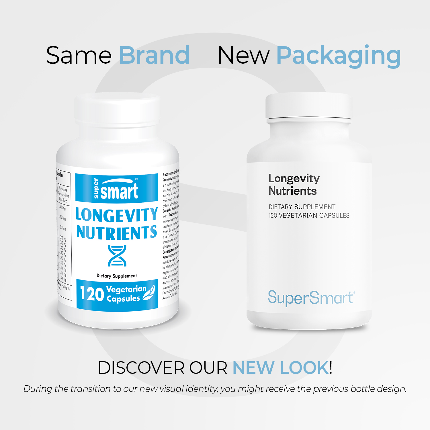 SuperSmart Longevity Nutrients (Advanced Formula) - 6-in-1 Complex - with Reishi, L-Theanine, Centrophenoxine, Apple Polyphenols | Non-GMO & Gluten Free - 120 Vegetarian Capsules