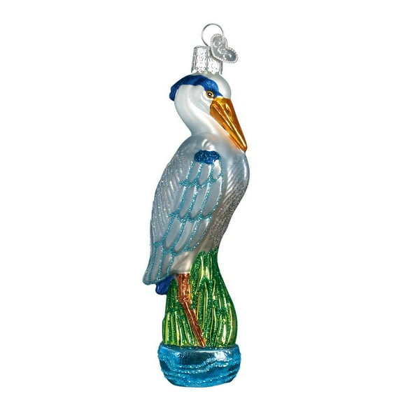 Old World Christmas Bird Watcher Collection Glass Blown Ornaments for Christmas Tree Blue Heron