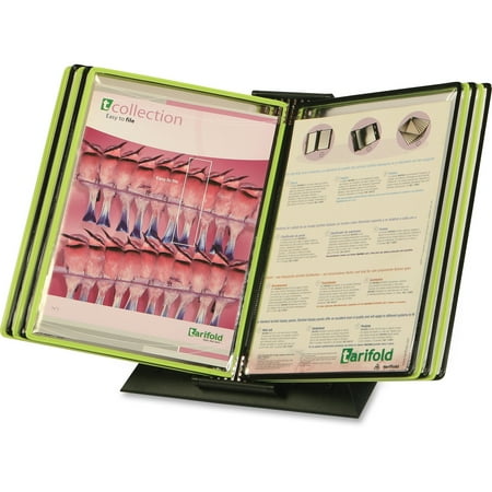 UPC: 0672644249109 | Tarifold  TFIDBL291  Black Line Metal Display Desktop Set  1 Each  Black Pocket Green Pocket Matte Black Stand