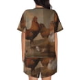 thumbnail image 3 of Bingfone Oil Painting Chicken And Duck Print Pajamas Sets for Women Soft Short-Sleeved Pjs with Lounge Shorts Two Piece Sleepwear, 3 of 8