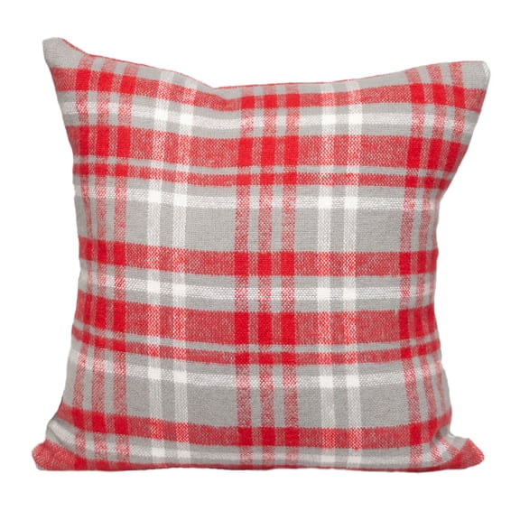 Parkland Collection Transitional Plaid White Square 18" x 18" Pillow