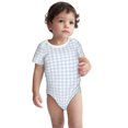 thumbnail image 3 of Daiia Blue Checkboard Printed Unisex-Baby Short Sleeve Onesies Bodysuits Baby Climbing Clothes Soft and Comfortable Romper with Expandable Shoulder Design-6 Months, 3 of 8