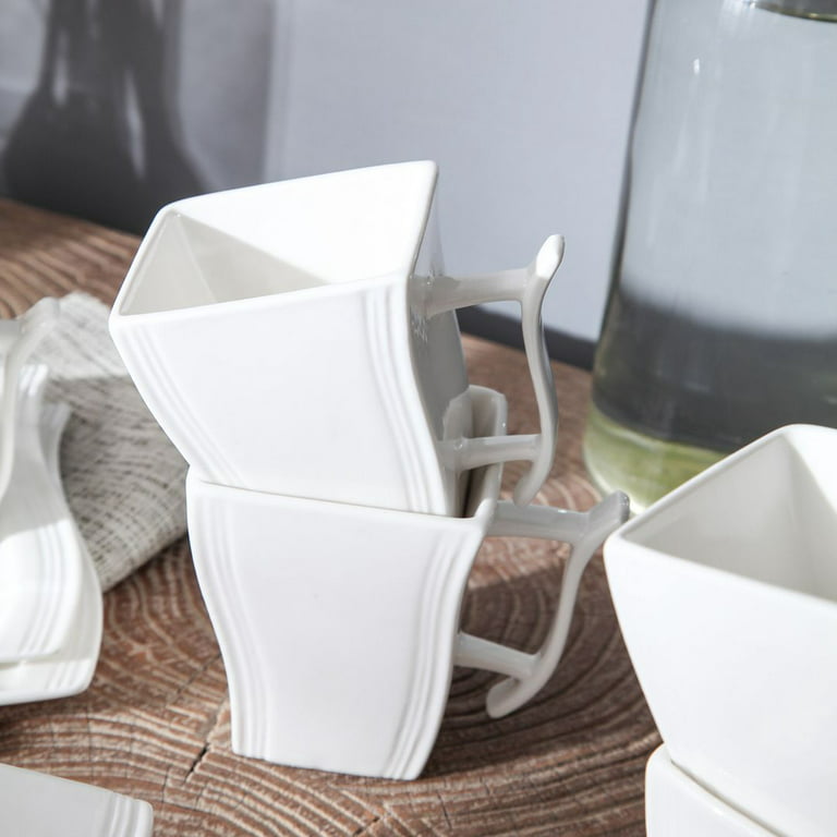 MALACASA Flora 6-Piece Porcelain White Egg Cup Holders for Soft