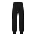 thumbnail image 6 of Admvng Womens Pants Cuffed Hem Drawstring Elastic Waist Casual Full Length Trousers with Pockets, 6 of 8