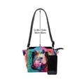 thumbnail image 4 of Lsque Watercolor White Horse Pattern Leather Rivet Shoulder Bag – Elegant Genuine Leather & Microfiber PU Crossbody with Detachable Adjustable Strap, 4 of 5
