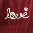 thumbnail image 5 of Cute Embroidered Sweaters Girls Casual Chunky Knit Oversized Sweater Winter Fall Pullover Tops Wine, 12 M, 5 of 7
