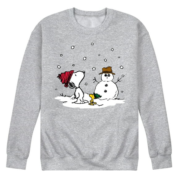 Peanuts - Snoopy Woodstock Snowman - Men's Crew Neck Fleece Pullover