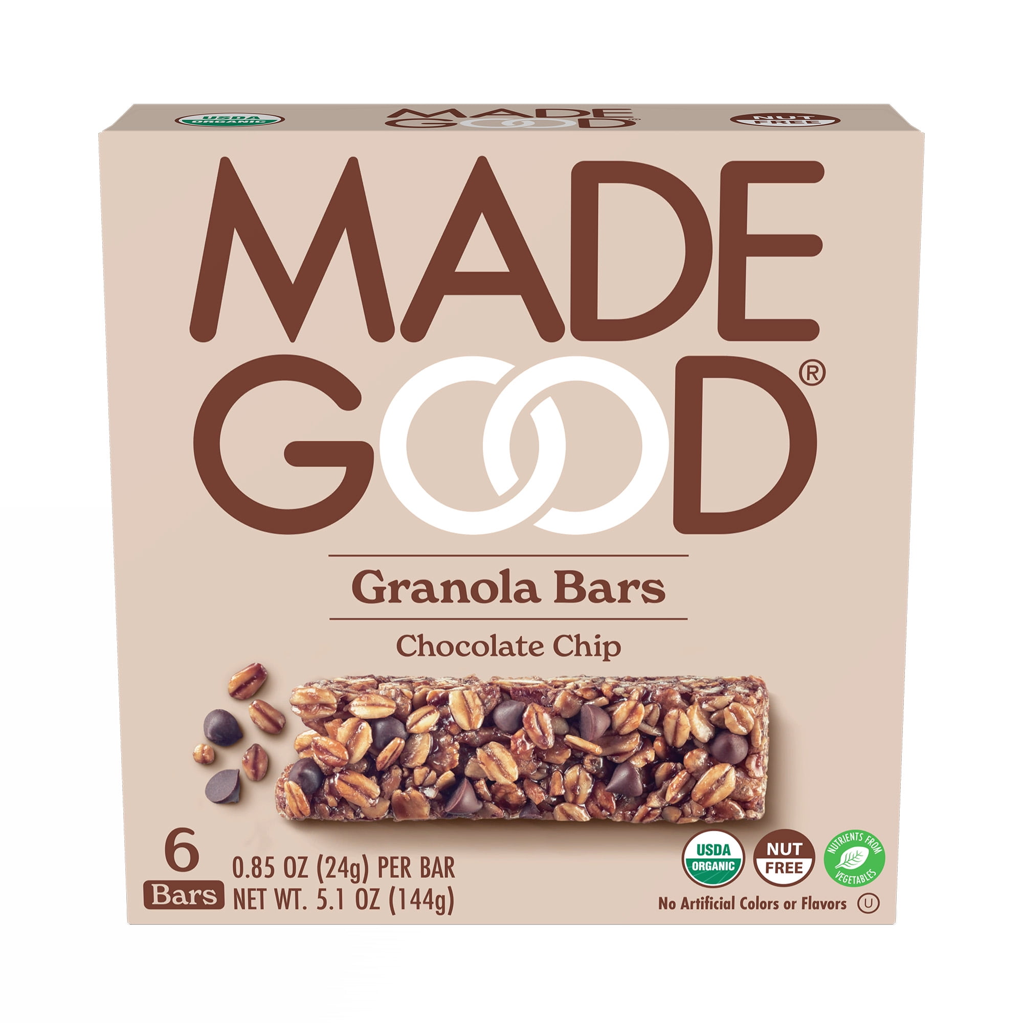 MadeGood Granola Bars, Chocolate Chip, 6 Bars