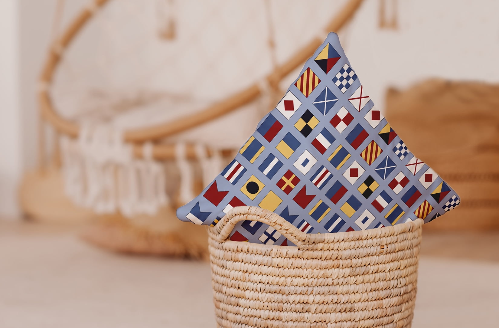 18" x 18" Simply Daisy Nautical Flags Poly Pillow with Zipper, Peri Qty 1