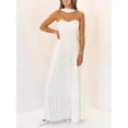 thumbnail image 2 of White Pleated Strapless Maxi Dress With Choker Neckline, 2 of 30
