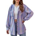 thumbnail image 2 of Abrigos con capucha y bolsillo, ajuste holgado, chaqueta abierta frontal para mujer, traje diario con hombros caídos, 2 of 8