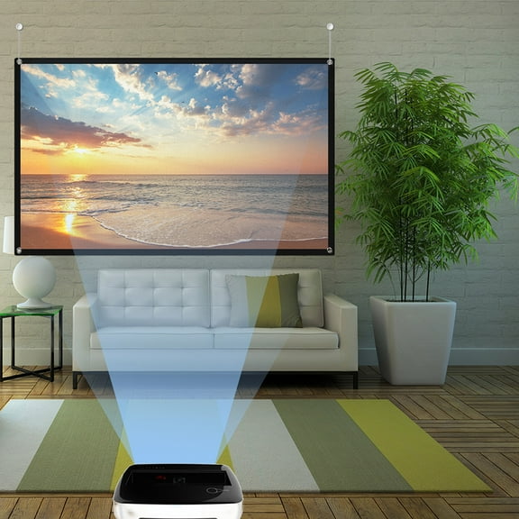 COMPUKAS foldable projector screen Projector Screen White Polyester Projection Indoor Classroom 1Set