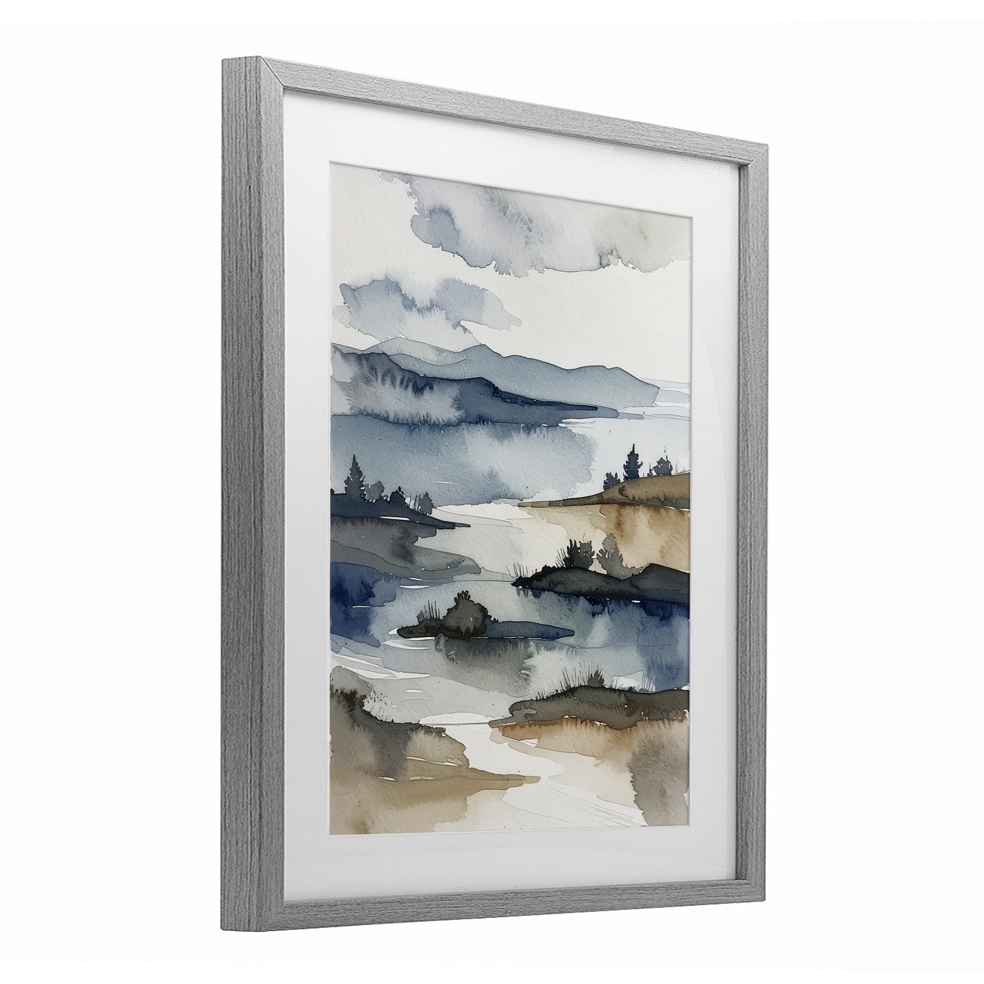 Stupell Industries The Flow Of Water Gray Framed Print Under Glass, design by Alonza Saunders