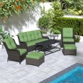 thumbnail image 2 of Joyside 7 PCS Wicker Patio Furniture Set, Rattan Patio Chairs with Sofa, Ottomans, Black Coffee Table and Side Table, Deep Seating, High Back, Thick Cushions, Outdoor Furniture Set, Green, 2 of 8