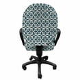 thumbnail image 3 of Vintage Office Chair Slipcover, Round Geometric Composition with Grunge Effect Motifs from Middle Ages, Protective Stretch Decorative Fabric Cover, Standard Size, Dark Teal Eggshell, by Ambesonne, 3 of 5