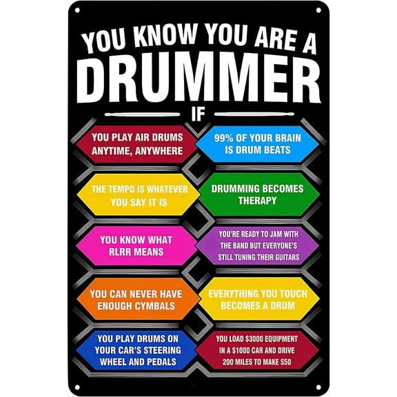 Tin Sign-Drum Drummer Inspirational Quote Metal Tin Sign, Wall Decor for Home & Bar, 12x8 In