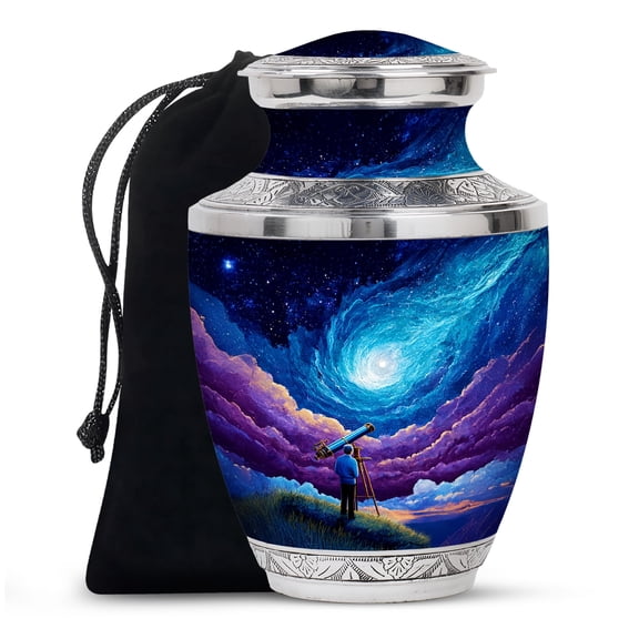 YATHABHISA Telescope Urn for Ashes, Large Urns for Human Ash, Funeral & Burial Cremation for Adult, Decorative Gift for Father, 10 Inch