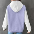 thumbnail image 6 of QATAINLAV Women's Colorblock Hooded Sweatshirt Waffle Knit Drawstring Hoodies Casual Long Sleeve Pullover with Pocket Streetwear Back to College Sales Purple M, 6 of 7