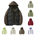 thumbnail image 7 of Chiccall Men's Mock 2 Piece Jacket Winter Puffer Jackets Fashion Solid Zip Up Sanp Hooded Coat Comfy Outerwear for Men, 7 of 7
