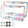 thumbnail image 2 of Coolnut Ranunculus and Orchid 2 Holes Car License Plate Frames 2PCS, Car License Plate Holder with Screw Caps Cover Set Automotive Exterior Parts Decoration for US Vehicles, 2 of 7