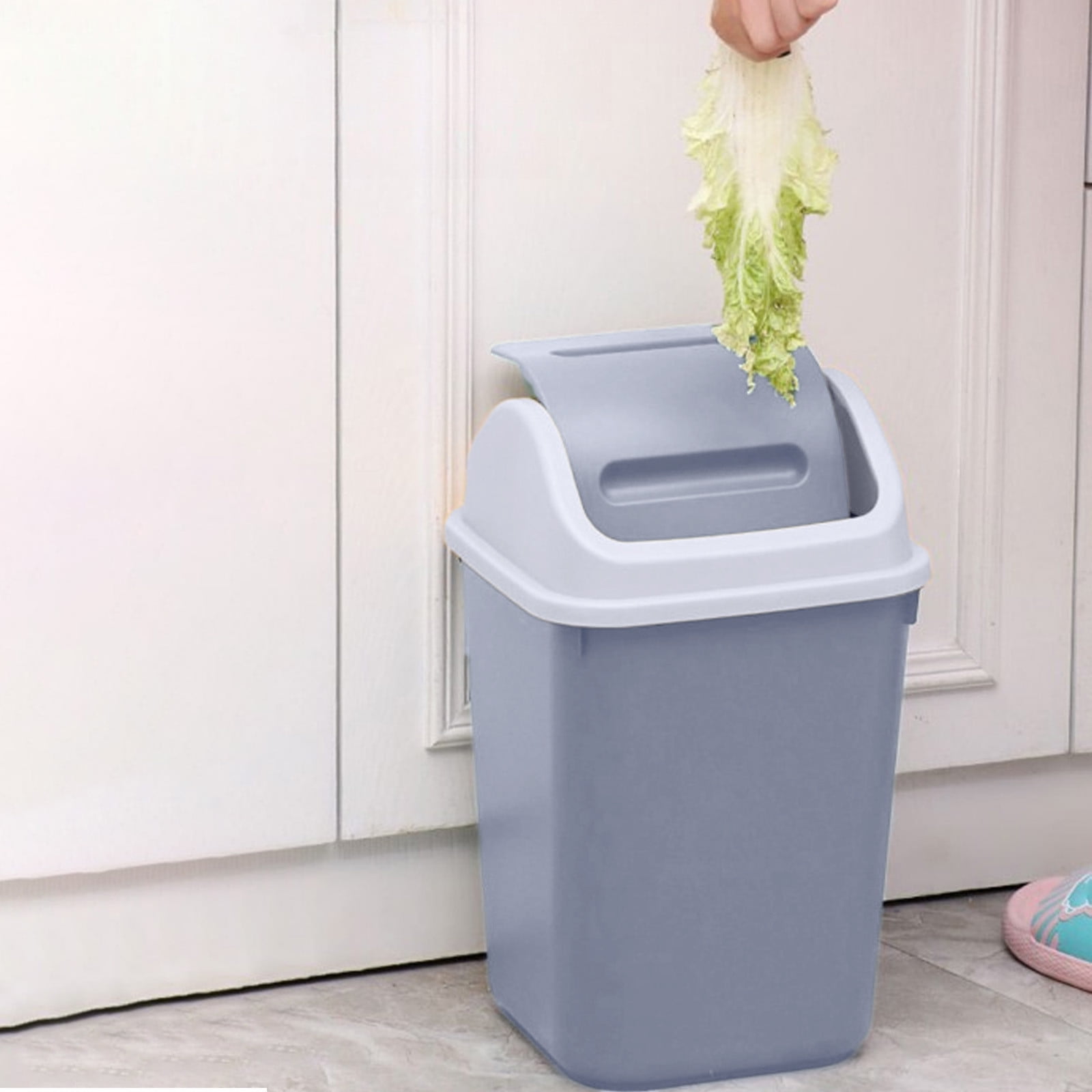 Square Lid Trash Can Small Bathroom Kitchen Office Waste Bin Flip Top Lid, 10L