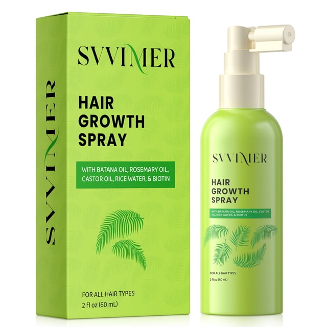 Svvimer Spray de suero para el crecimiento del cabello, con biotina de aceite de romero batana para pérdida y adelgazamiento del cabello, cabello más grueso y completo para mujeres y hombres, 2 onzas