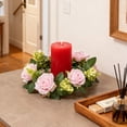 thumbnail image 5 of Iumwxz Artificial Rose Candle Holder Wreath for Valentine's Day Decor 23cm Diameter Tabletop Centerpiece with Yellow White Roses and Leaves No Vase Included, 5 of 6