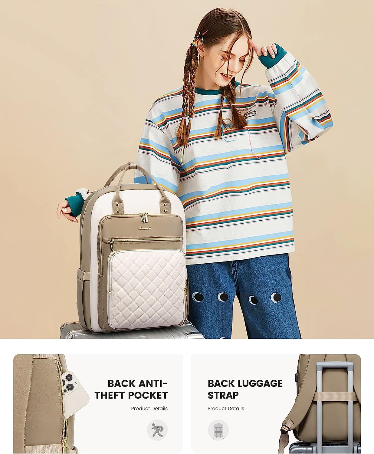 Lovevook Laptop Backpack Purses for Women,Nurse Teacher College Work Study Commuter Bag with 15.6 inch Laptop Compartment,Lightweight Travel Casual Daypacks With USB Port
