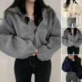 thumbnail image 2 of Winter Women Jacket Thick Fleece Stand Collar Zipper Closure Long Sleeves Warm Windproof Heat Retention Outdoor Coat, 2 of 7