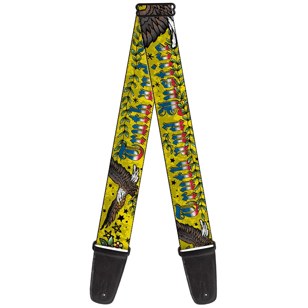 Buckle-Down Guitar Strap, Truth And Justice Yellow, 2 Inches Wide