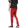 thumbnail image 4 of Ma Croix Mens Stripe Track Pants Three Tone Color Block Skinny Fit Stretch Casual Elastic Athletic Training Slim Joggers, 4 of 6