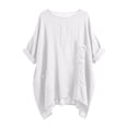 thumbnail image 5 of TKLPEHG Spring Tunic Tops for Women Loose Fit Short Sleeve Leisure Summer Crew Neck Raglan Lightweight Comfy Ladies Solid Color Tee Everyday Wear (White,XXL), 5 of 7