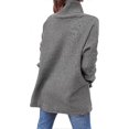 thumbnail image 4 of Bxhd Women's Turtleneck Oversized Batwing Sleeve Spilt Hem Knit Tunic Pullover Sweater, 4 of 4