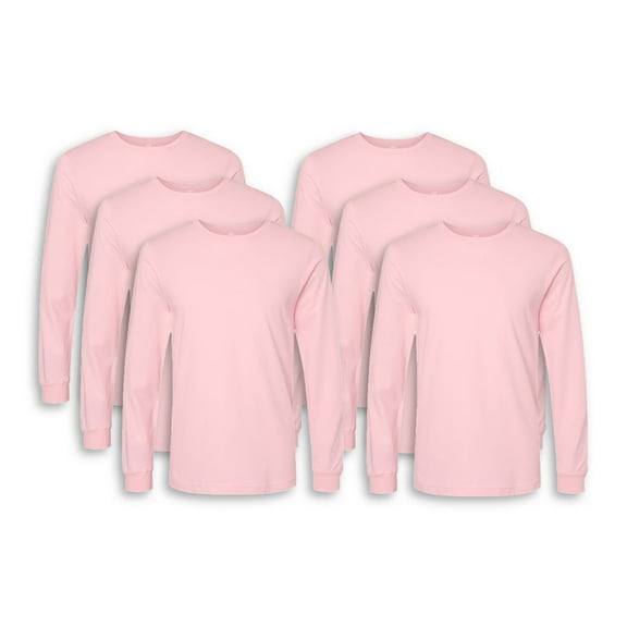 Bella + Canvas - Jersey Long Sleeve Tee for Men and Women | Unisex Tee,100% Ring-Spun Cotton, Pink, Pack of 6 - S Size