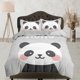 thumbnail image 1 of Hello Cute Panda Gris Funda Nórdica Niños, Juego de Cama Full, King, Queen, Dormitorio, 1 of 4