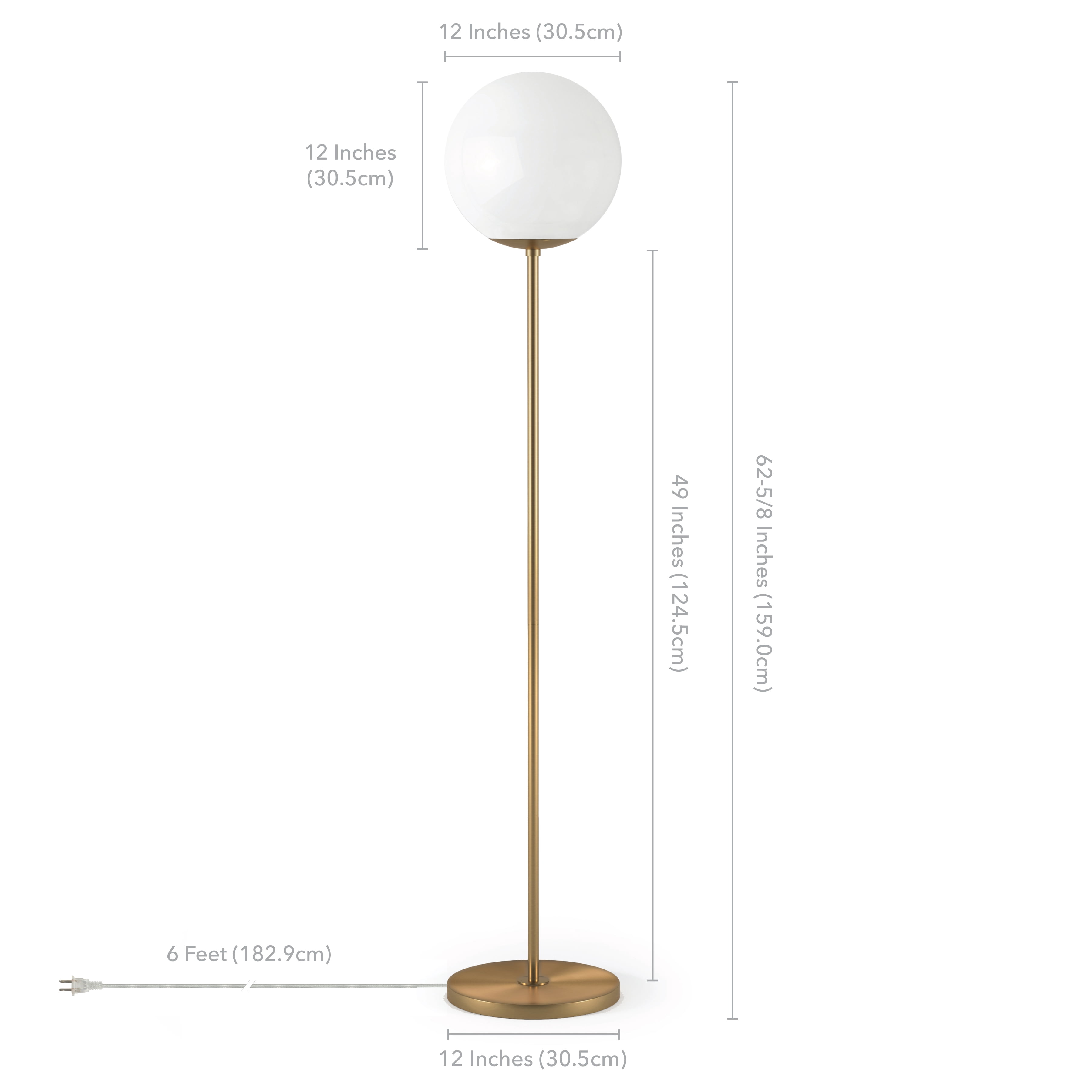 Evelyn&Zoe Theia Globe & Stem Floor Lamp with Plastic shade in Brass/White