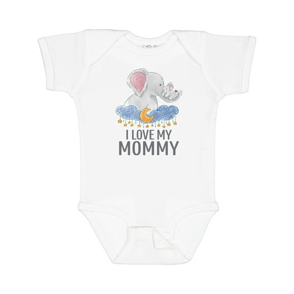 Inktastic I Love My Mommy Cute Elephants in Night Sky Boys or Girls Baby Bodysuit
