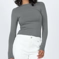 thumbnail image 5 of AherBiu Hauts pour Femmes Manches Longues Ajustés Basiques d'Automne Tee Tops Extensibles Confortables Col Rond Chaud Couches Chemises, 5 of 5